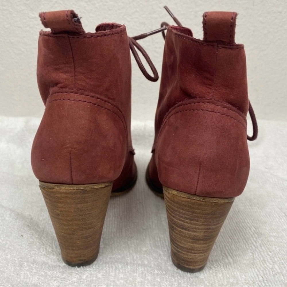 Steve Madden Women's Pennylane Wine Suede Leather Lace Up Heeled Bootie Size 8 - Picture 5 of 15
